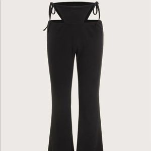 cutout tie waist flare pants